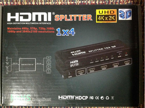 Splitter Hdmi 1x4 3d 4k Amplificador Hdmi 4k