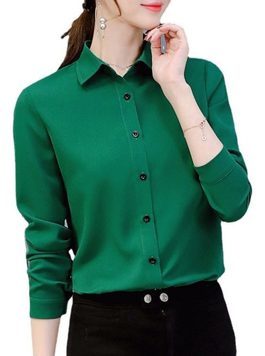 Camisa De Solapa For Mujer, Informal, Oficina Formal, Blusa