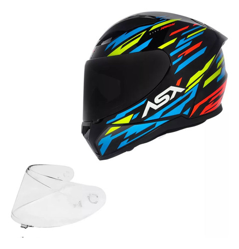 Capacete Masculino Asx City Arrow Azul Esportivo + Viseira