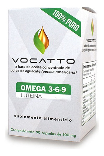 Vocatto Aceite De Aguacate Omega 3-6-9 Vocatto 90 Cápsulas Sabor Sin sabor