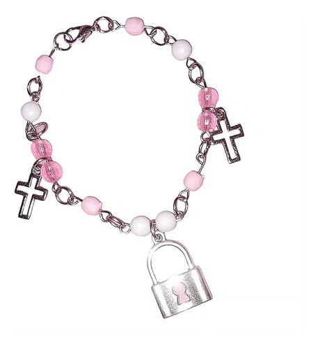 Pulsera Pink Locke Candado Rosa Aesthetic Kawaii Coquette