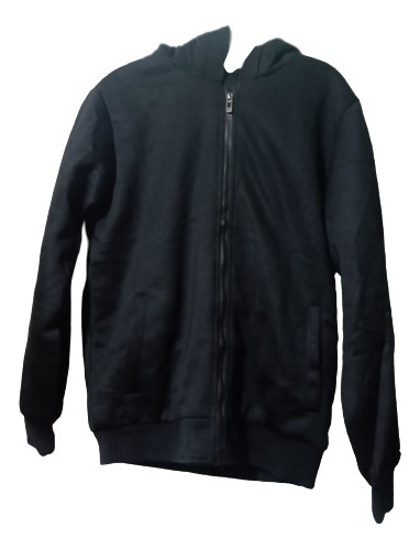 Sudadera Afelpada De Cierre Y Capucha, Talla S, Color Negro