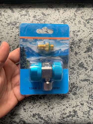 Imagen 5 de 6 de Cople Adaptador Automotriz Azul Baja Presion Clima Gas R134