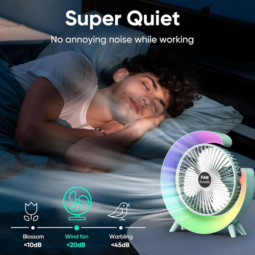 Ventilador De Escritorio Personal Con Luz Led