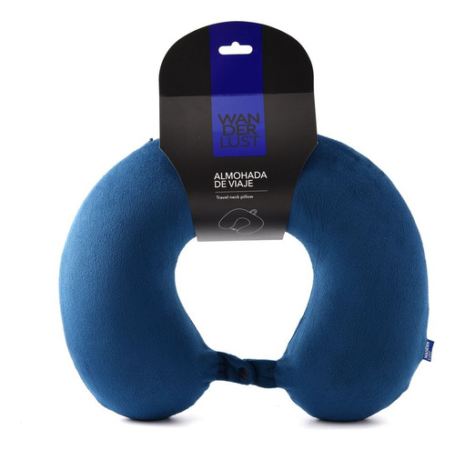 Almohada De Viaje Wanderlust Viscoelástica Memory Azul Azul