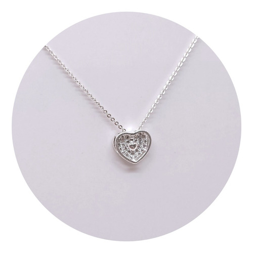 Colgante Corazón Microcircones Cadena Plata S925 