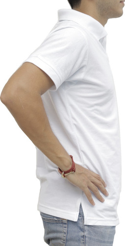 Imagen 2 de 3 de Playera Tipo Polo Color Blanco Caballero Algodón Peinado