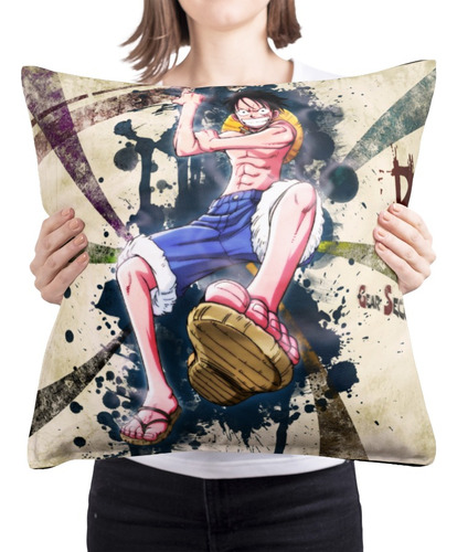 Cojin Almohada Luffy One Piece Anime Fondo Colorido 45x45cm 