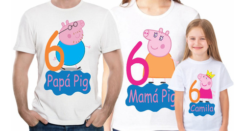 Kit De 3 Playeras De Peppa Pig Para Fiesta