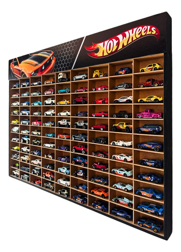 Exhibidor P/hotwheels 99autos Mod: Color Natural/mustang Natural/naranja