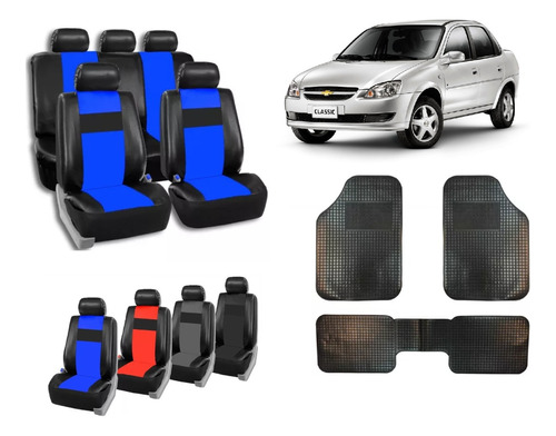 Fundas Cubre Asiento Cuerina Chevrolet Corsa + Alfombra 3 P