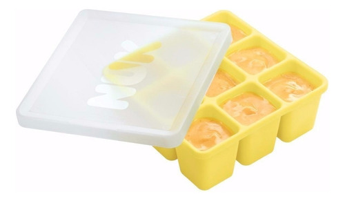 Cubetera Para Alimentos Nuk Bebe Fresh Food Silicona C/ Tapa Color Amarillo