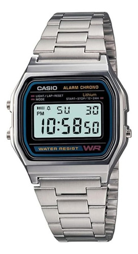 Reloj Casio Retro Cronómetro Acero A158-wa Garantía 