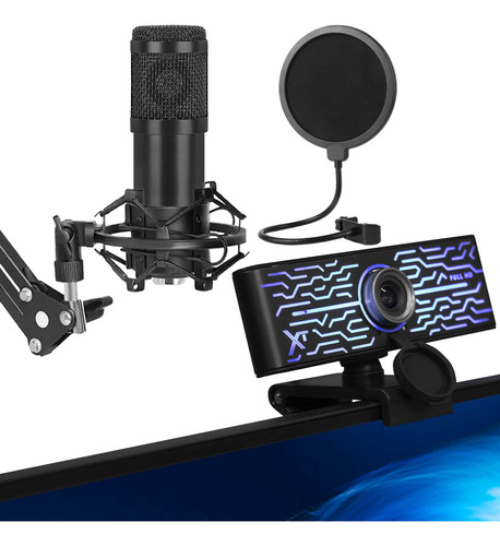 Kit Streaming Xtreme Pc Gamer Microfono Brazo Camara Web Color Negro