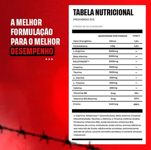Whey Protein 3w+ Pré Treino Prohibido 360g+ Termogênico Hell Sabor Baunilha