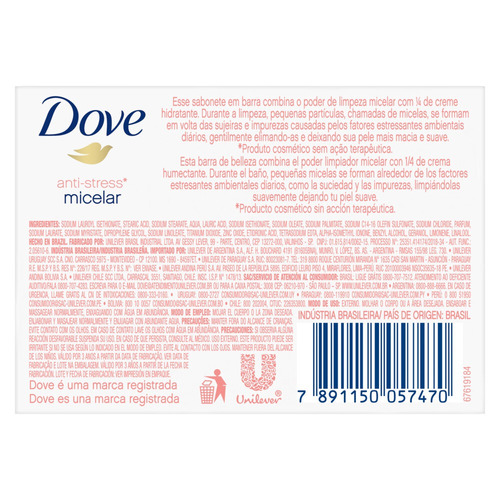 Jabon Dove Beauty Micelar Anti Stress Barra Corporal 90gr