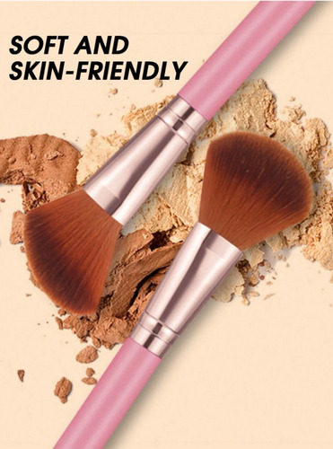 Set De 46 Pzas Brochas Esponjas Estuche Belleza Make Up Rosa