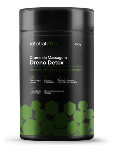  Creme Massagem Dreno Detox Redutor Inchaços Labotrat 900g