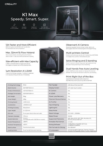 Impresora 3d Creality K1 Max Ai