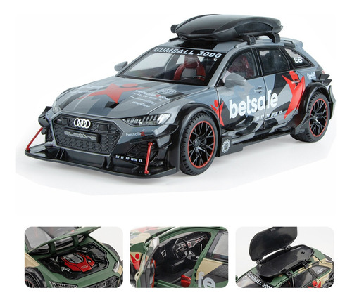 Audi Rs6 Avant Miniatura Metal Coche Con Luces Y Sonido  [u]