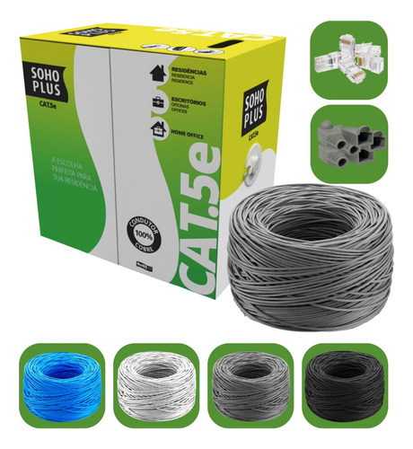 Cabo Rede Furukawa Cat5e Soho Plus 100mt Branco +30 Con Capa Cor Azul