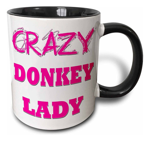 Taza De Dos Tonos Crazy Donkey Lady, 11 Oz, Color Negro
