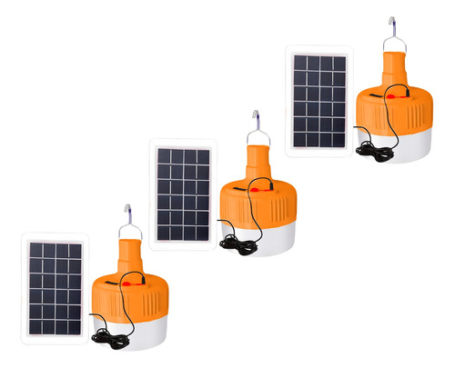 X3 Lámpara Led Solar Recargable Camping Usb Foco Para Casar