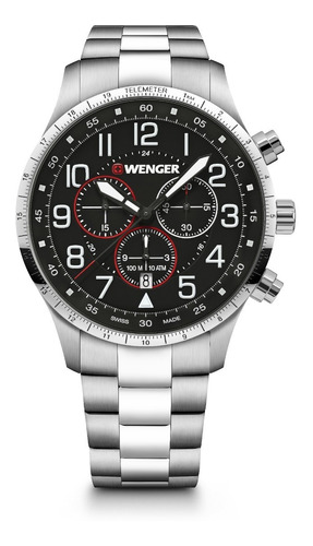 Wenger Reloj Attitude Chrono, Negro, 44 Mm