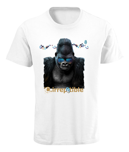 Playera Con Diseño De Gorila Con Lentes Azul 2