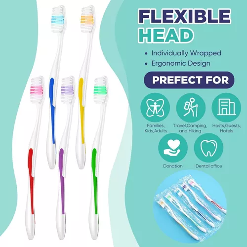 Cepillos de dientes desechables con pasta de dientes envueltos  individualmente, paquete de 30 cepillos de dientes desechables a granel,  cerdas