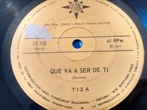 Vinilo Single De Tiza - Que Va Ser De Ti ( F29 (Usado)