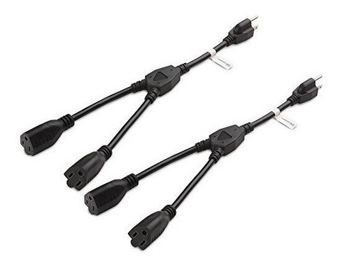 Cable Matters 2-pack 2 Outlet Power Splitter Cord (cable De 