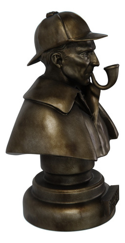 Estátua Busto Sherlock Homes Arthur Conan Doyle Estatueta Cor Cor Ouro Velho