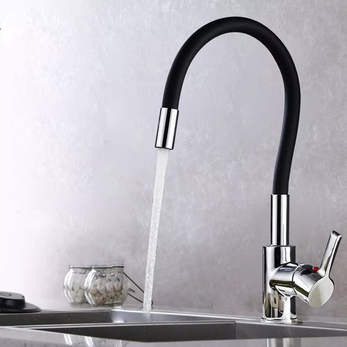 Llave Lavaplatos Monomando Cuello Flexible Negro