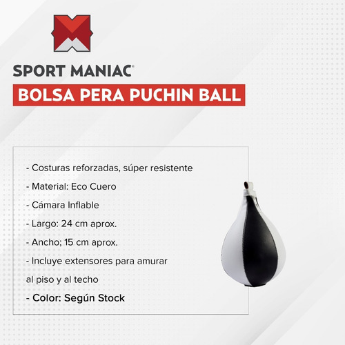 Imagen 2 de 3 de Pera Puchin Ball De Eco Cuero Puching Boxeo Box Sol Fitness
