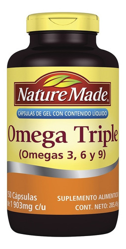 Omega Tiple 3,6 Y 9 Nature Made Frasco C/150 Cápsulas De Gel