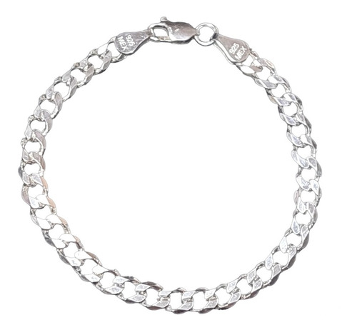 Esclava Pulsera De Plata Fina .925 Tejido Cubano 20 Cm 6 Mm