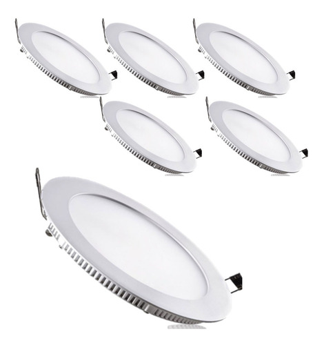 Panel Led 18 W Incrustrar Redondo Pack X 6 Unidades