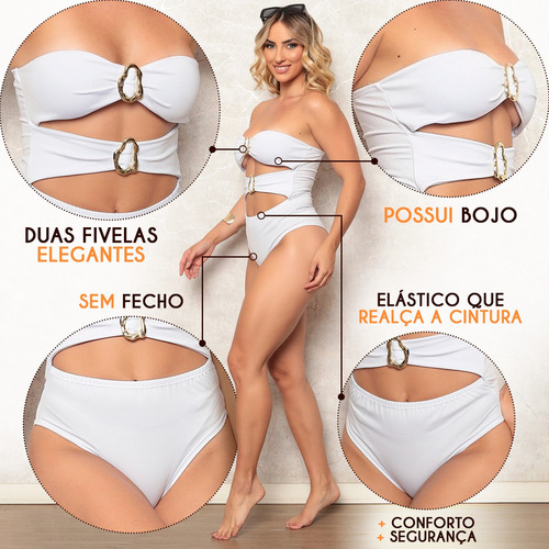 Body Slim Tomara Que Caia Com Bojo Verão Tendência Branco P (36/38)