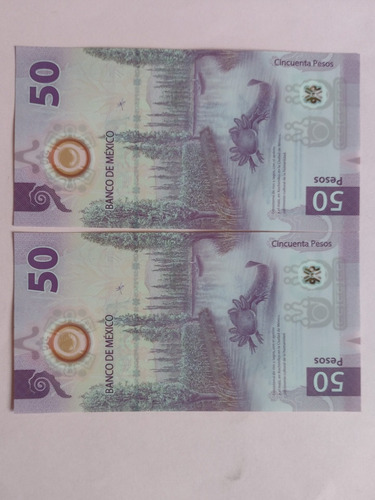 Dos Billetes De 50 Pesos, Ajolote México Serie Ag