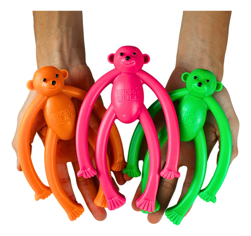 Brinquedos Mordedores Para Cachorros Bonecos De Macaquinhos Cor Laranja Rosa E Verde Big Bull Pet