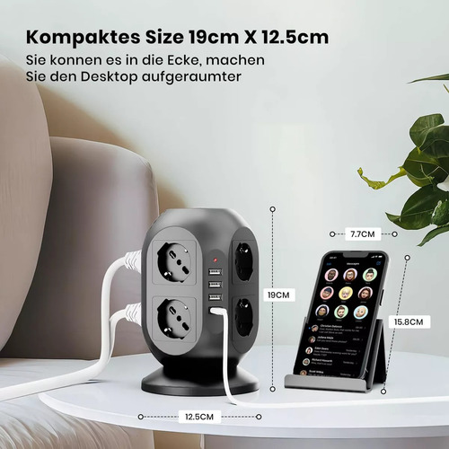 Regleta Multienchufe Chile (8 Enchufes + 3 Usb + 1 Usb C)