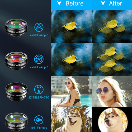Kit De Fotografía Con Lente Macro Gran Angular Apexel Para T