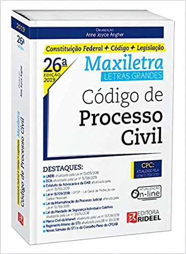 Código De Processo Civil, De Anne Joyce Angher. Editora Rideel, Capa Mole Em Português, 2019