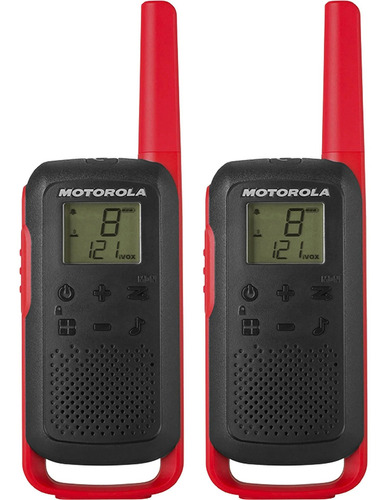 Talkabout Rádio Comunicador Motorola T210BR Alcance Até 32km Bandas de freqüência 462-467Mhz em UHF Cor Vermelho