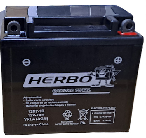 Bateria Moto Herbo 12n7-3b Agm Gel Libre Mantenimiento