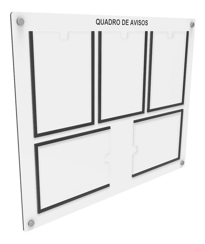 Quadro De Aviso Gestão Mdf C/ 5 Displays Acrílicos P/ A4