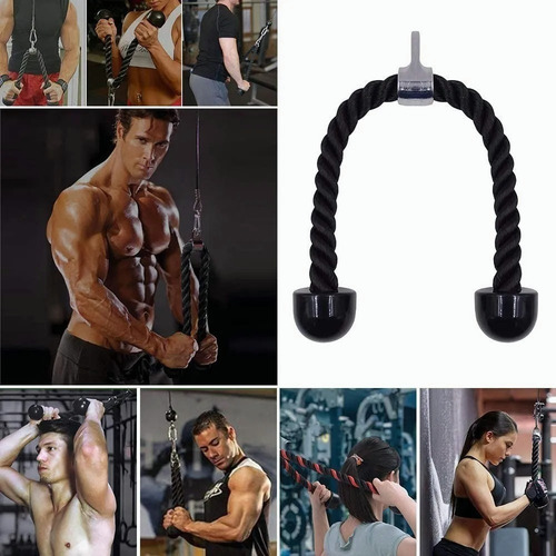 Imagen 10 de 10 de Cuerda Soga Para Triceps, Biceps Polea Mancuernas Fitness