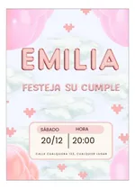 Comprar Tarjeta De Cumple Personalizada Globos Rosa