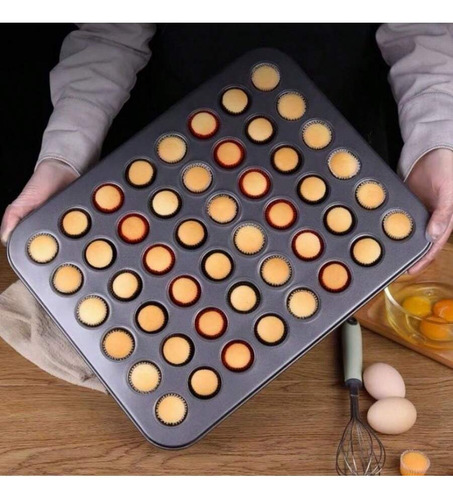 48 Moldes Redondos Antiadherentes Para Mini Magdalenas Color Negro